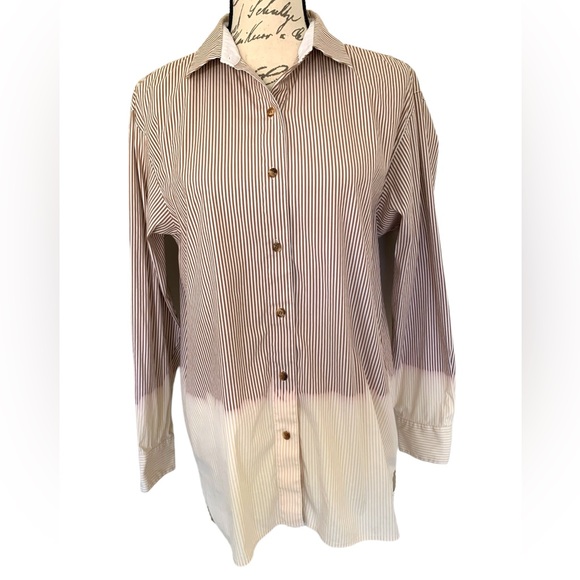 Lafayette 148  New York Everson Solo Melange Stripe Blouse Size S - Picture 2 of 9